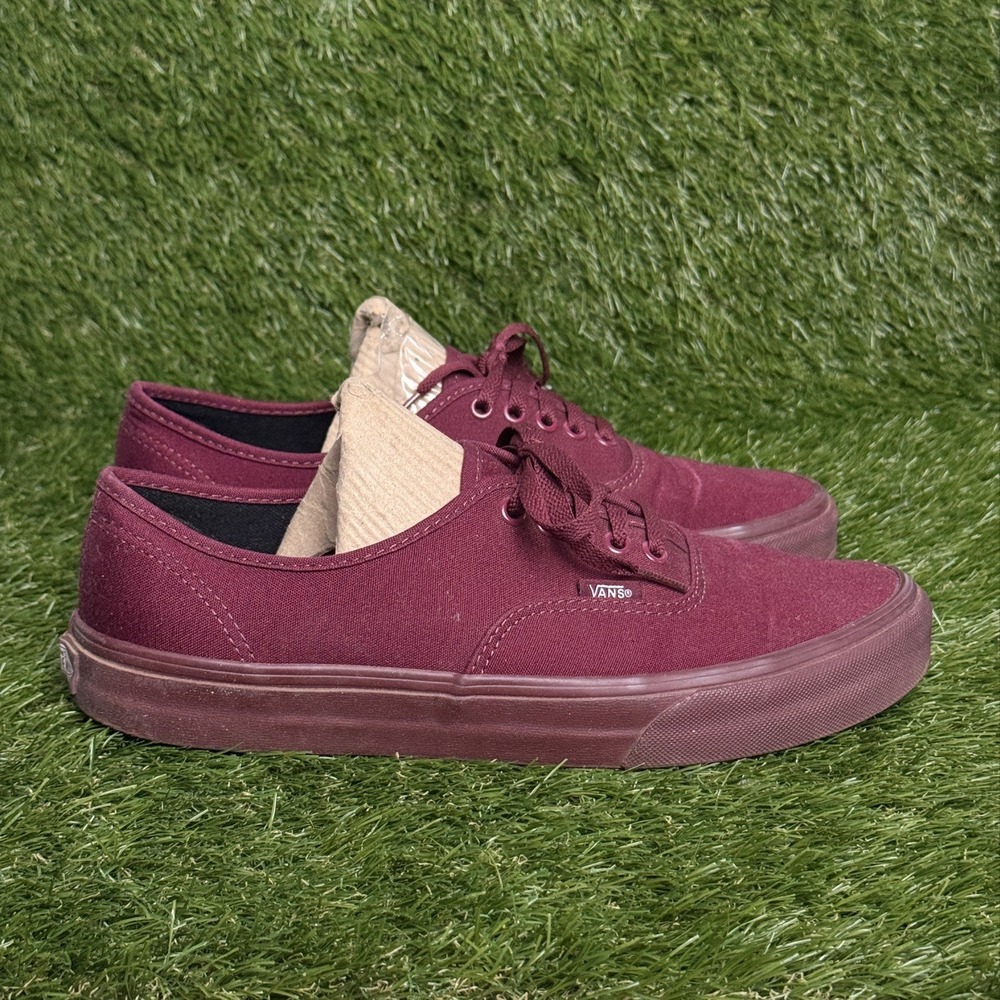 VANS Authentic Mens 10 Skate Mono Burgundy Plum Wine Canvas Sneakers Low Top